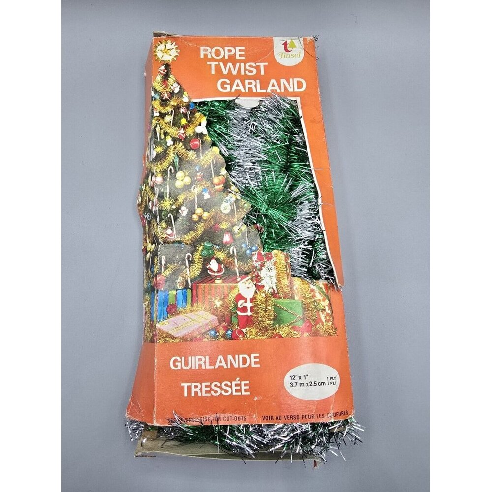 Vintage 30 ' x‎ 2" Fireproof TINSEL GARLAND in Original Box made in Canada